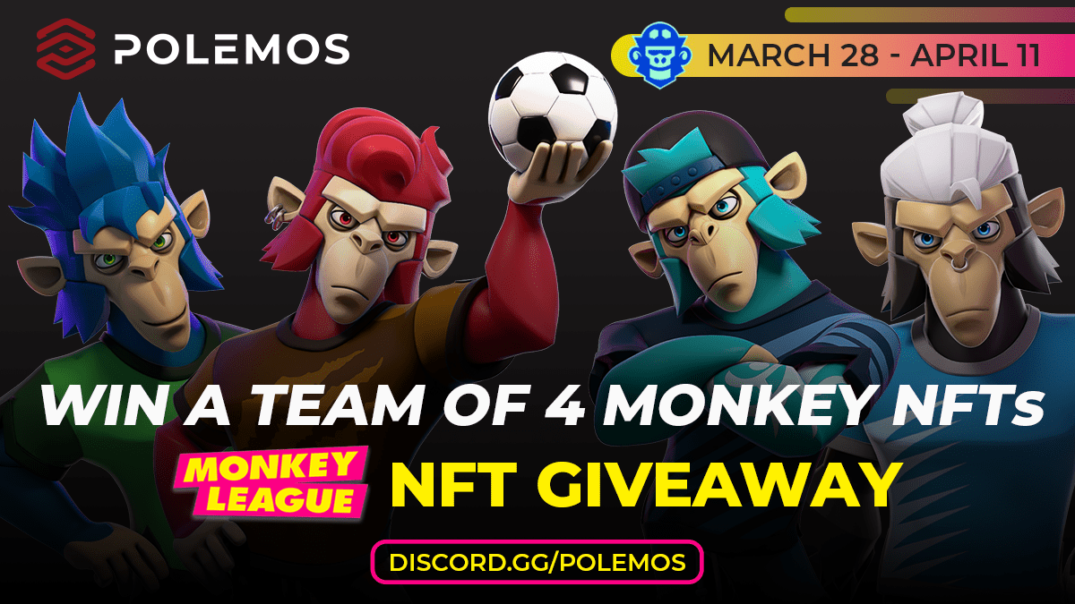 Polemos NFT Giveaway: Team of 4 MonkeyLeague Monkey NFTs