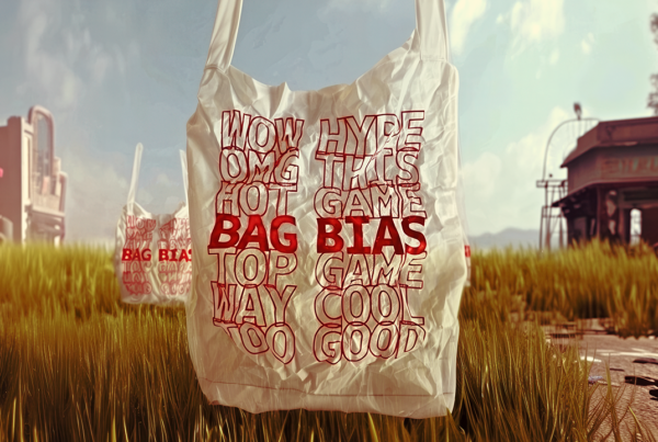 a white plastic bag with red text on it